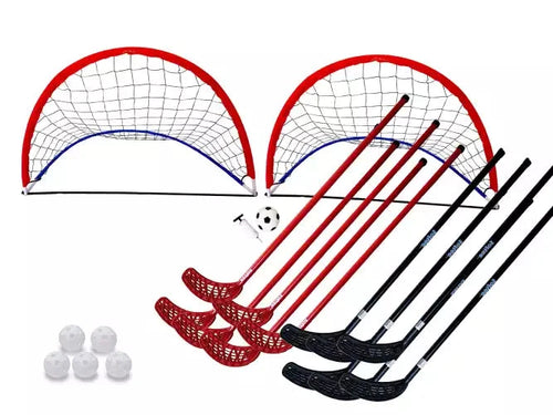 Kit per hockey/pallavolo - 12 bastoni, set di 5 palline e porte