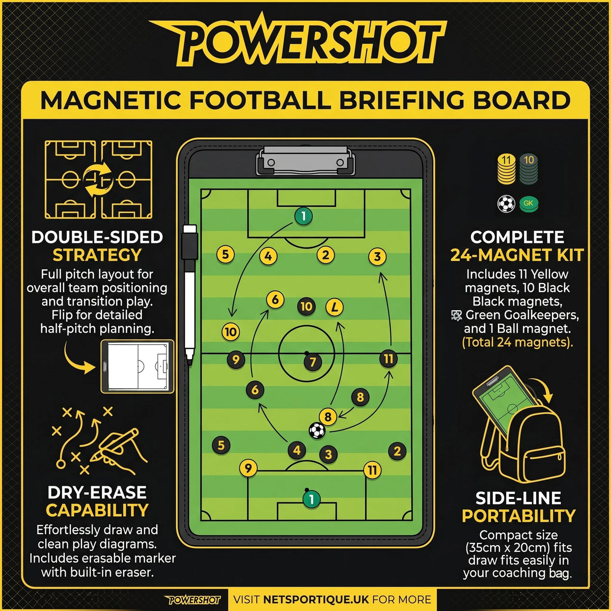 Cartello magnetico tattico per il calcio 35x20 cm