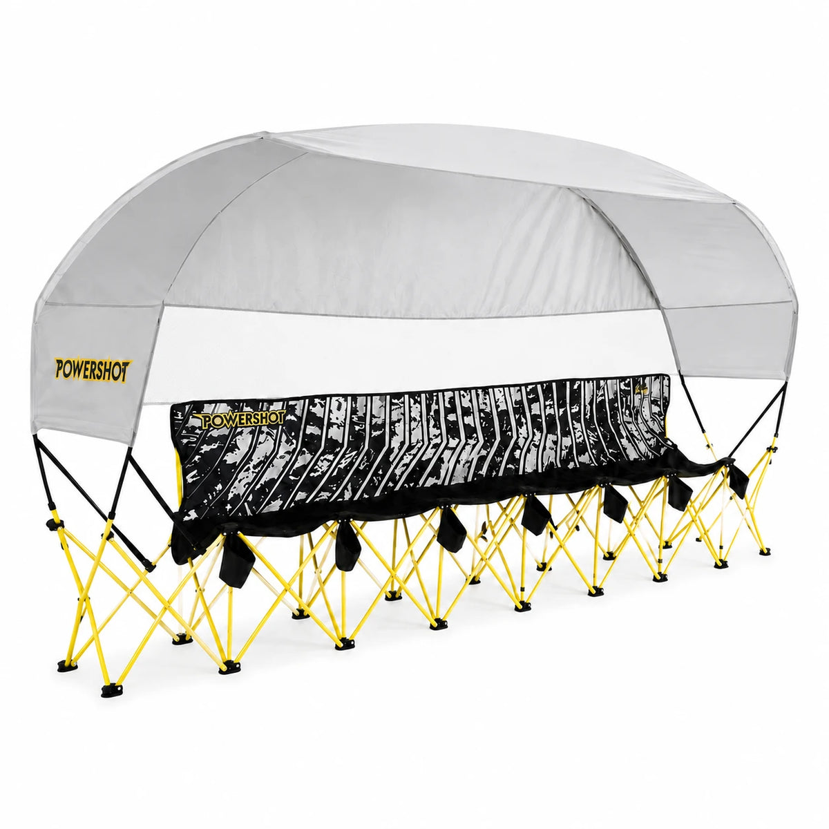 Banc d’équipe pliable 6 places avec abri – POWERSHOT®
