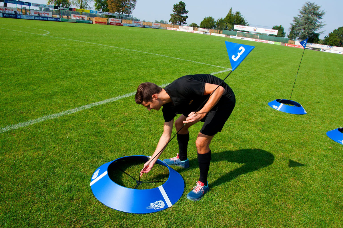 Set di bersagli 3 FOOT GOLF con asta a bandiera e borsa per il trasporto