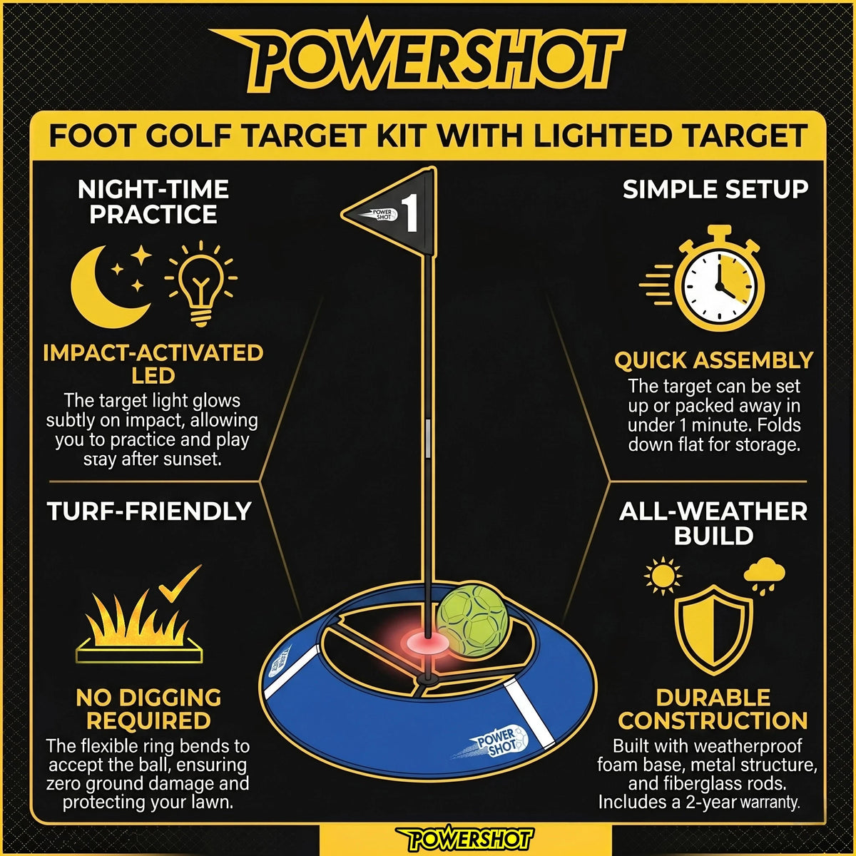 Kit di 6 bersagli FOOT GOLF con luci