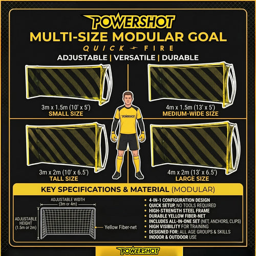 Porta da calcio modulare QuickFire 3/4m x 1,5/2m