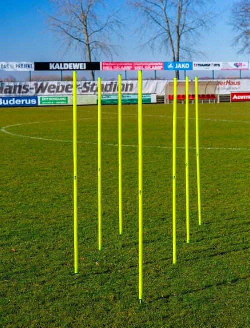 Set di 10 pali da slalom giallo neon con punte per terreno – 172cm