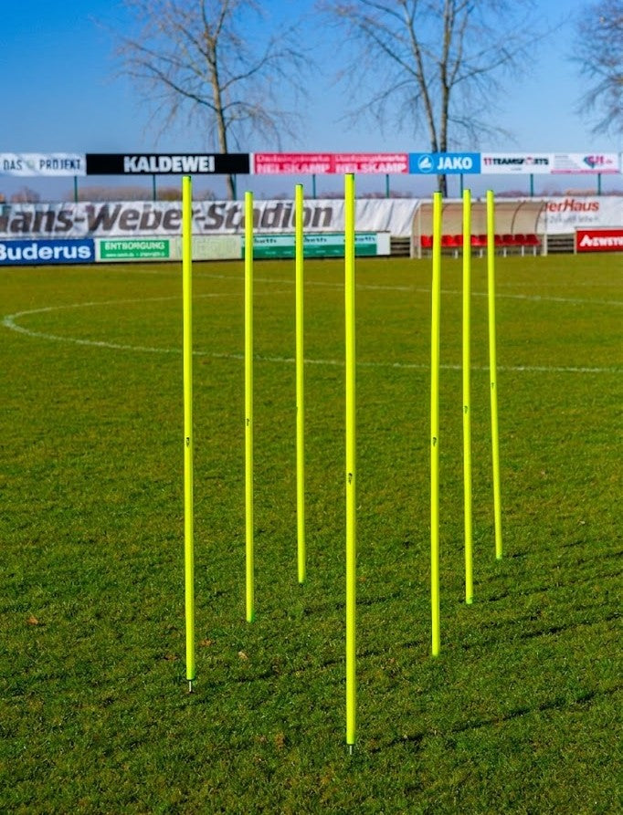 Set di 10 pali da slalom giallo neon con punte per terreno – 172cm