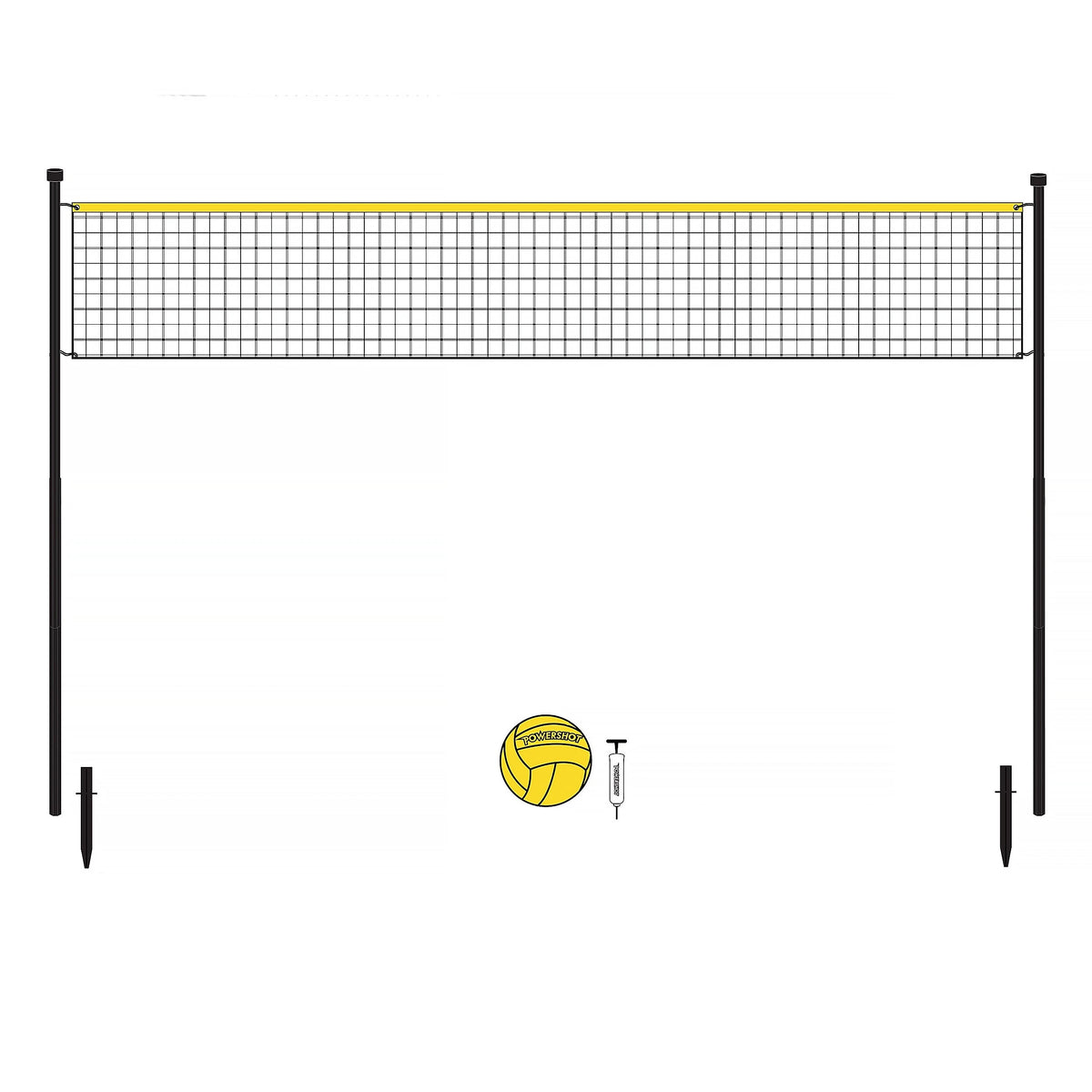 Set da pallavolo 6 m - Con pali, rete, palla e pompa