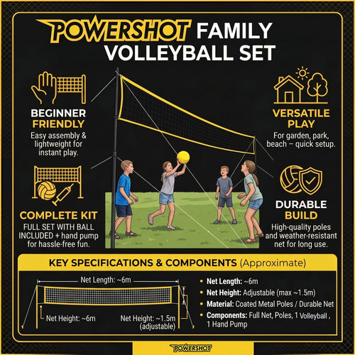Set da pallavolo 6 m - Con pali, rete, palla e pompa