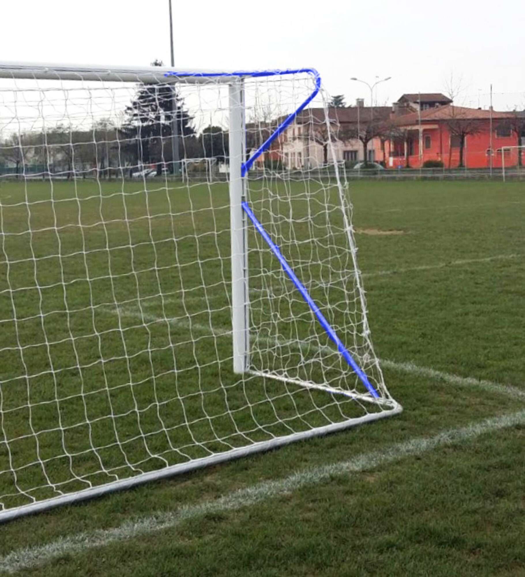 Image du produit : Porta da calcio a 8 trasportabile in alluminio 6 x 2,1 m - Blu