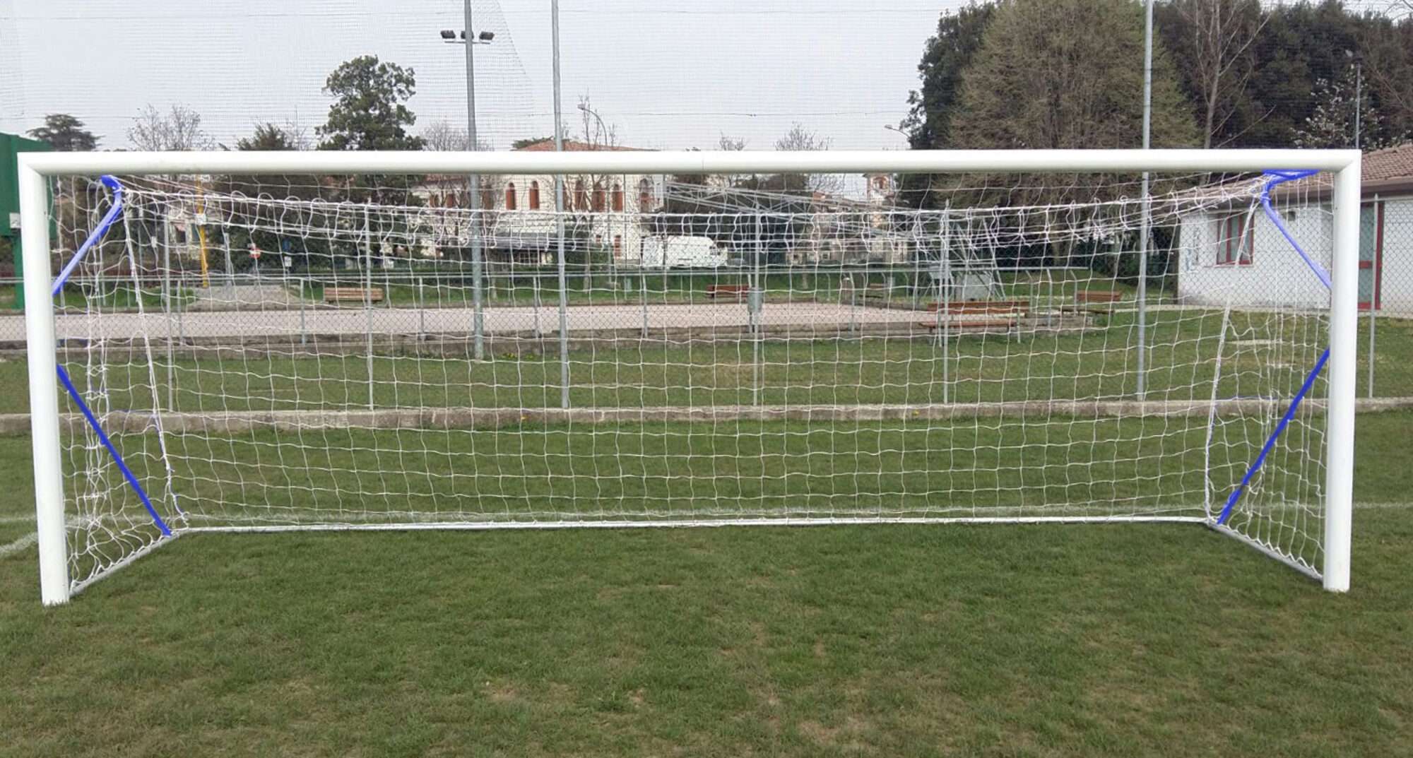 Image du produit : Porta da calcio a 8 trasportabile in alluminio 6 x 2,1 m - Blu