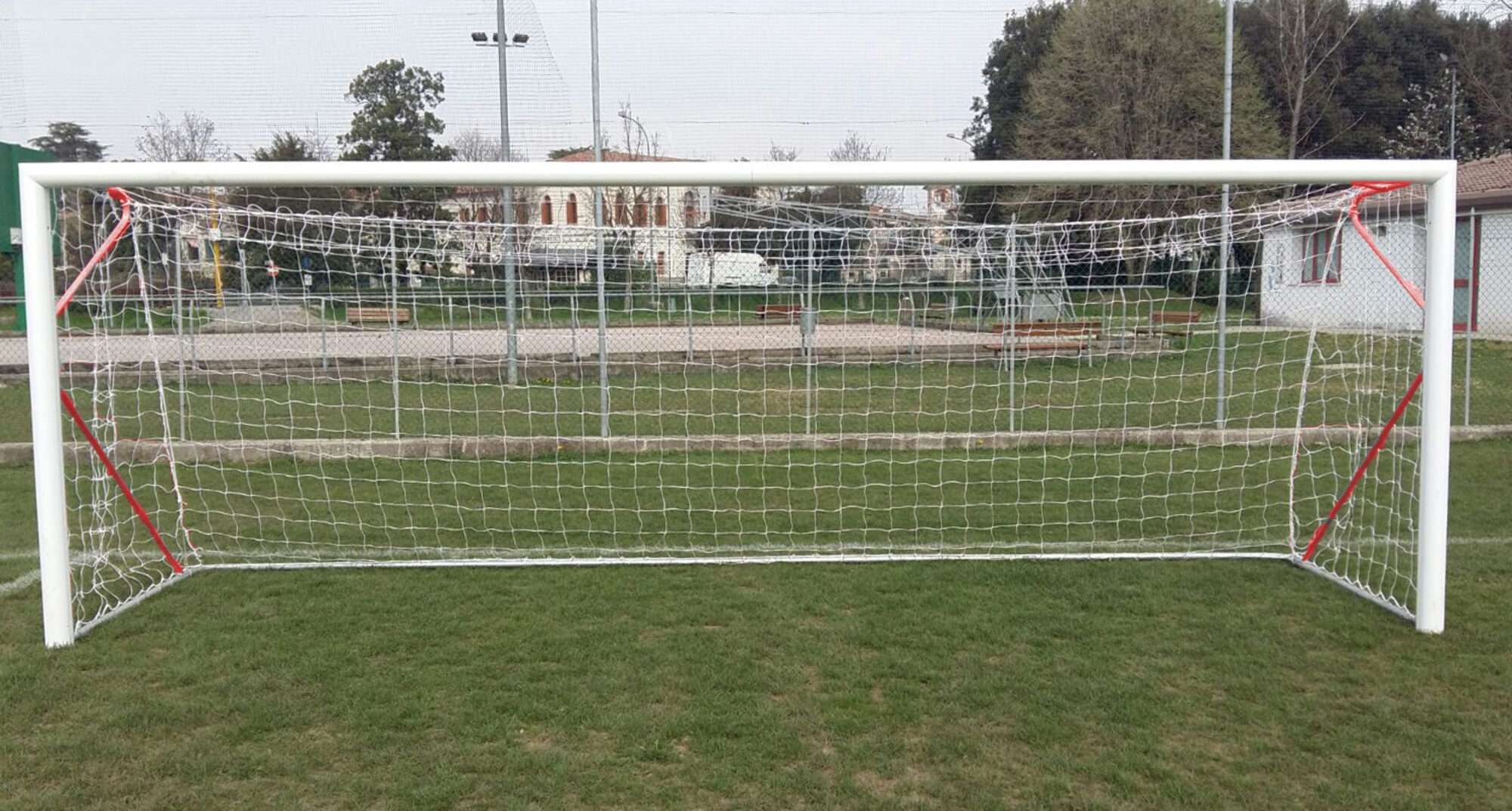 Image du produit : Porta da calcio a 8 trasportabile in alluminio 6 x 2,1 m - Rosso