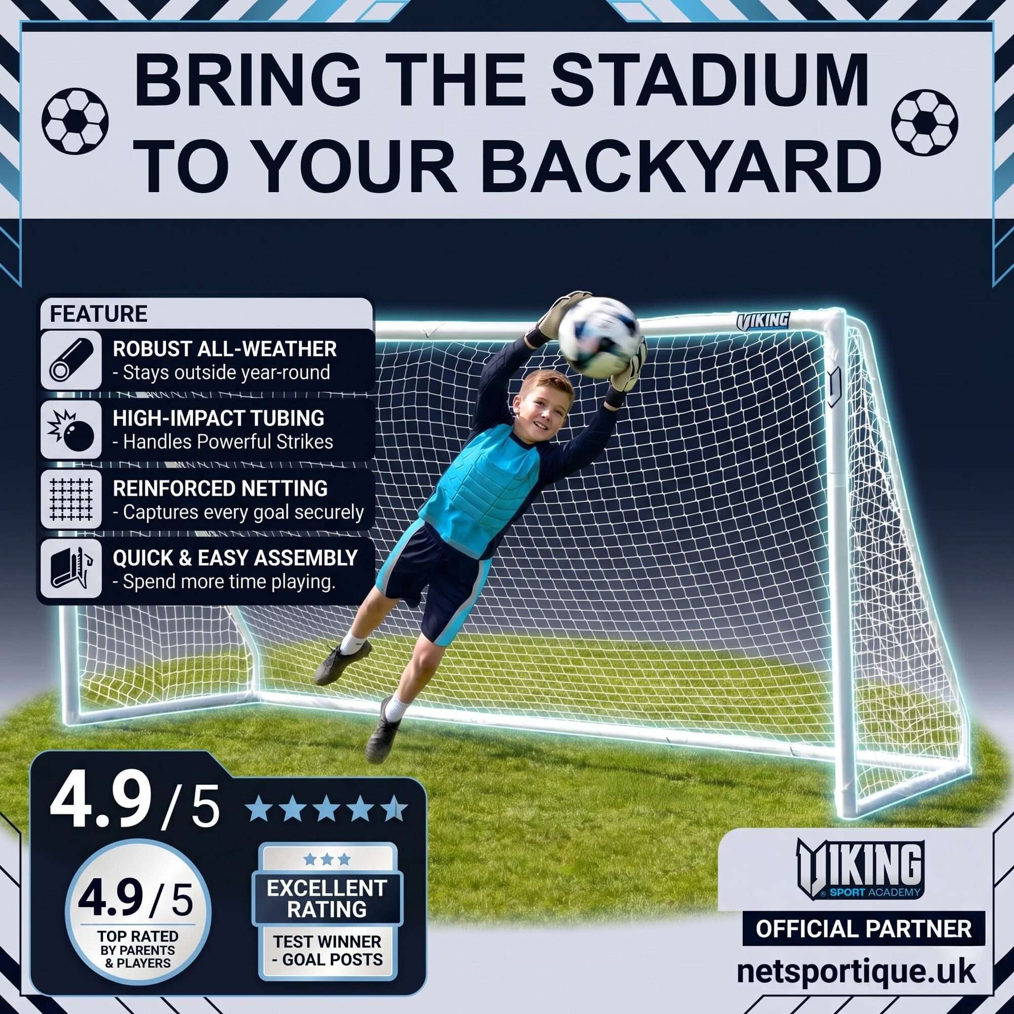 Image du produit : Porta da calcio da giardino Netsportique 3,6 m x 1,8 m