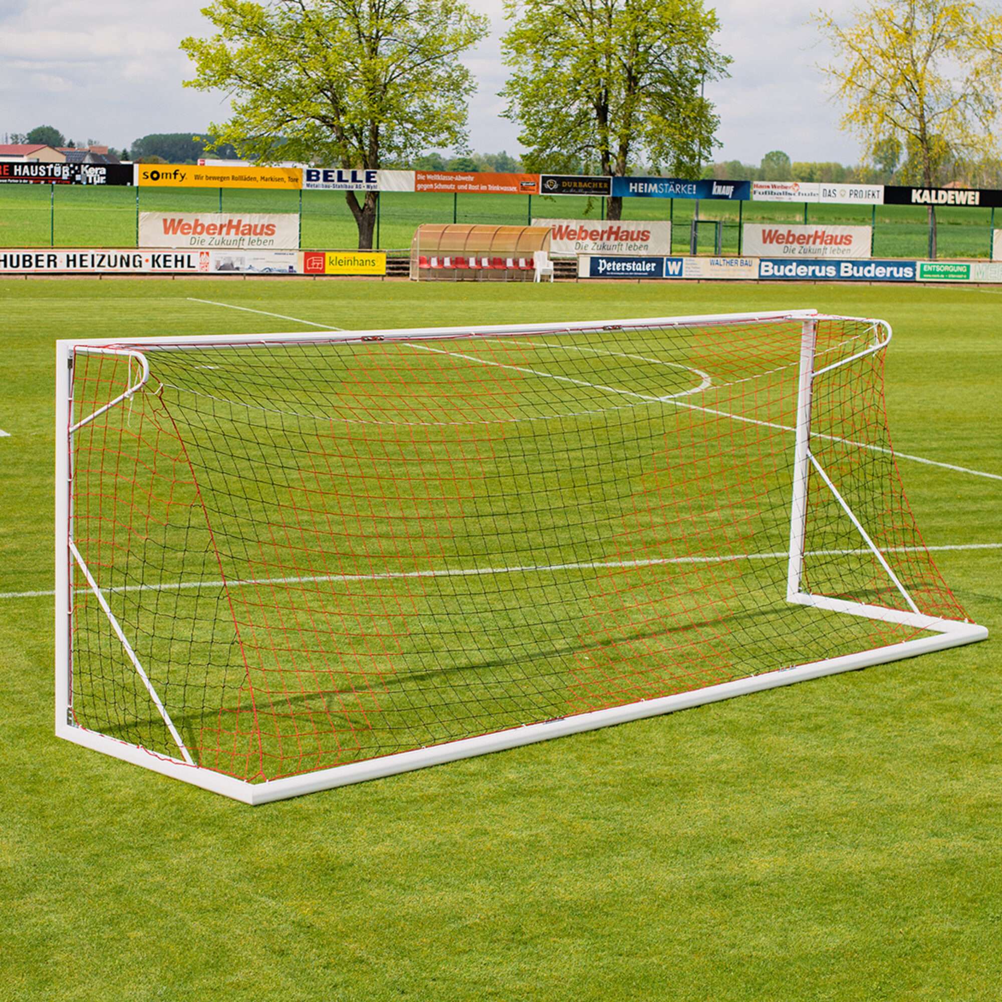 Image du produit : Rete da Calcio bicolore (7,32 x 2,44 x0,90 x2 m) - Rosso/Nero