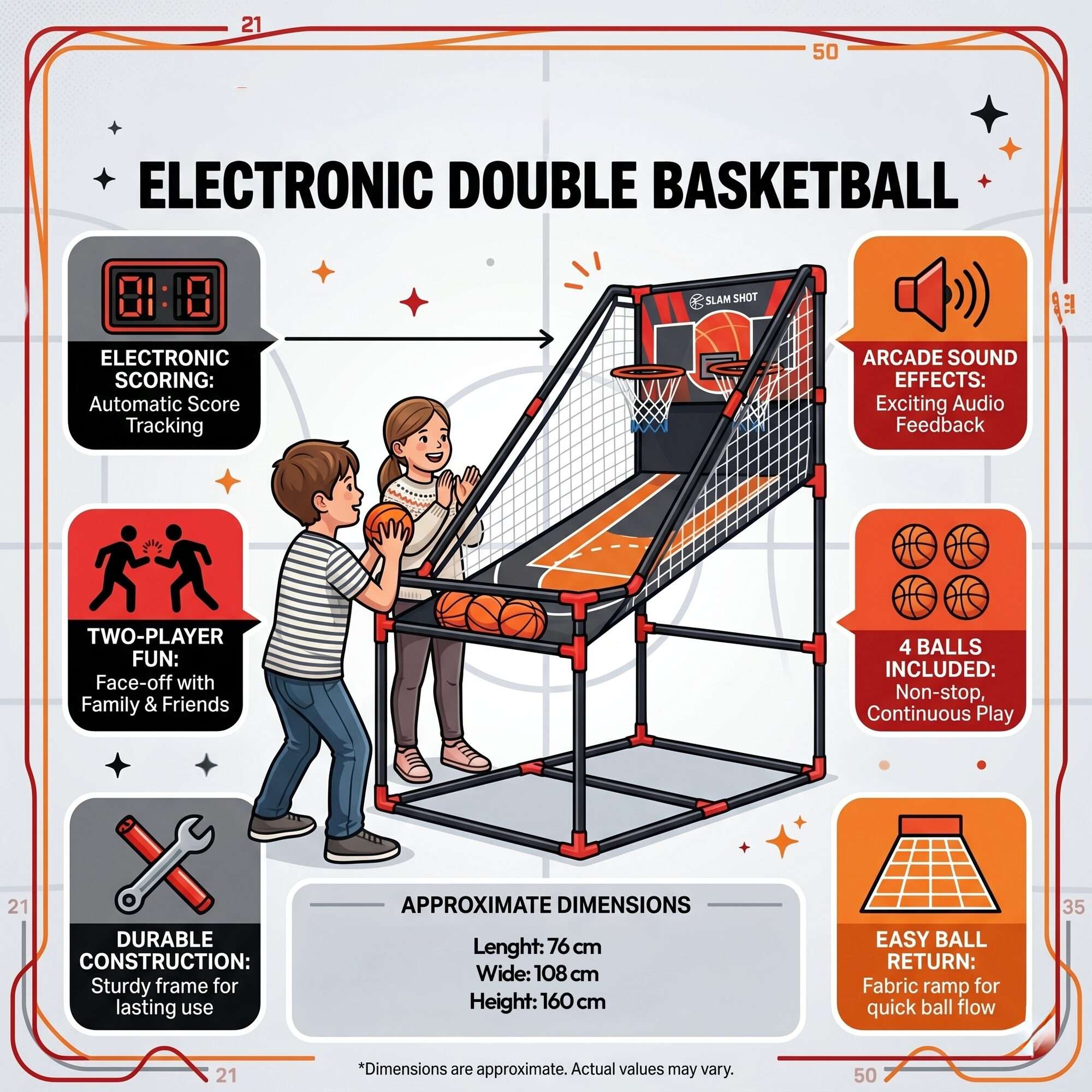 Image du produit : Arcade di pallacanestro a doppio tiro