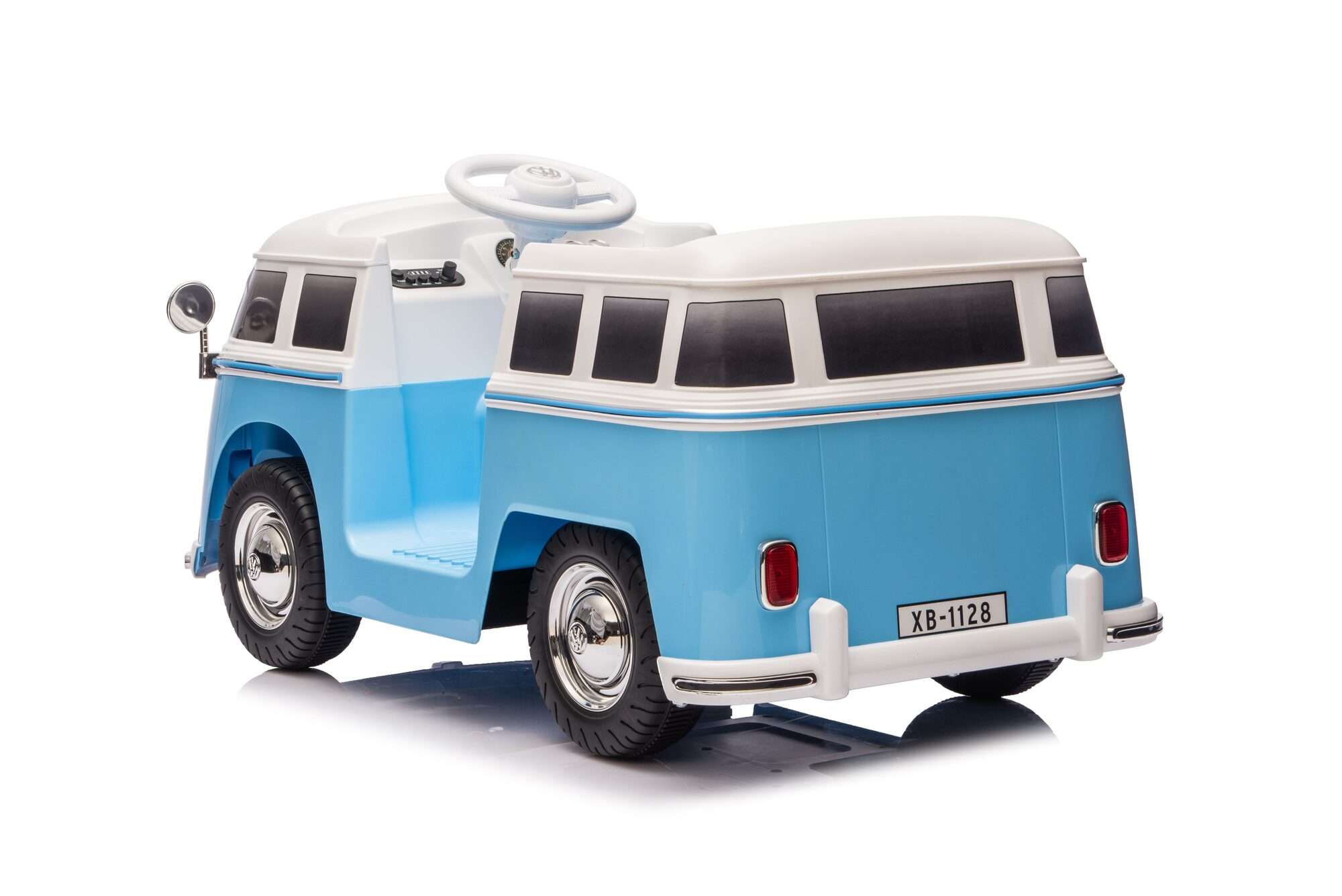 Image du produit : Auto elettrica ufficiale Volkswagen per bambini - Blu e bianca (da 3 a 8 anni)