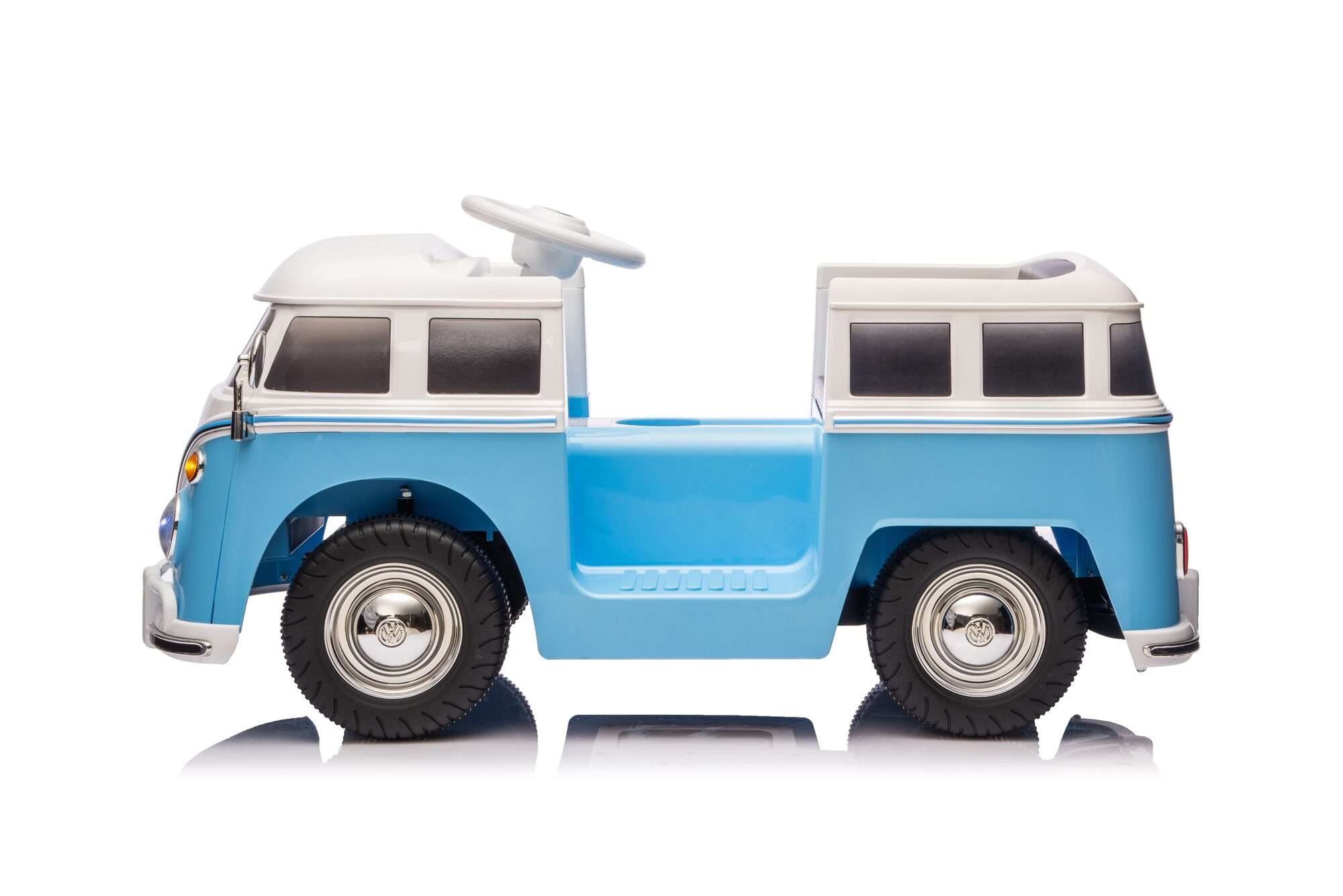 Image du produit : Auto elettrica ufficiale Volkswagen per bambini - Blu e bianca (da 3 a 8 anni)