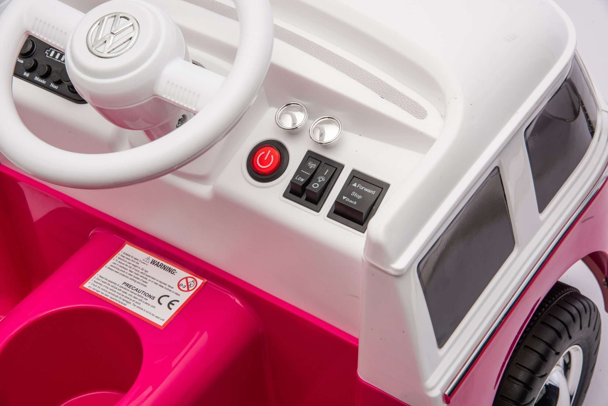 Image du produit : Auto elettrica ufficiale Volkswagen per bambini - Rosa e bianca (da 3 a 8 anni)
