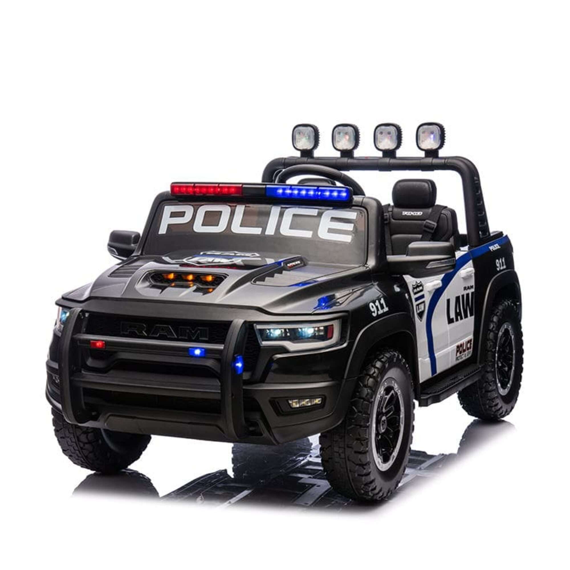 Image du produit : Supercarro della polizia con licenza RAM 1500 RHO di colore nero (3-8 anni)
