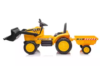 Camion da cantiere con benna trascinatrice anteriore e posteriore di colore giallo (3-8 anni)