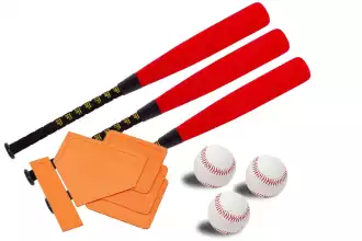 Kit di 3 mazze, 3 palle e basi da baseball 