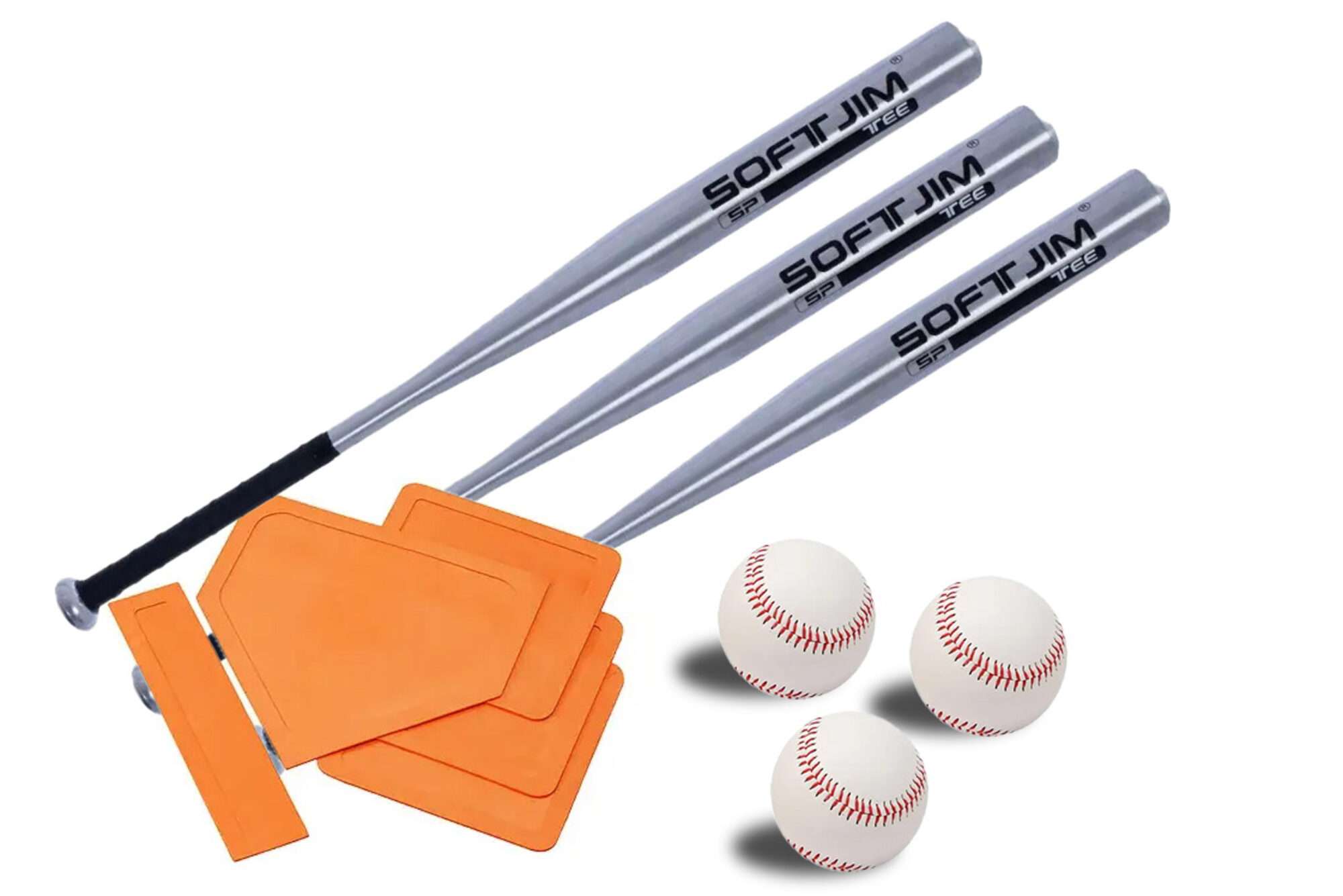 Image du produit : Kit di 3 mazze in alluminio, 3 palle da baseball e basi di gioco