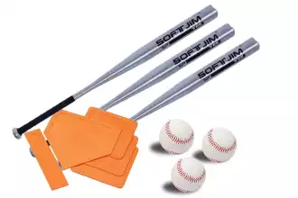 Kit di 3 mazze in alluminio, 3 palle da baseball e basi di gioco